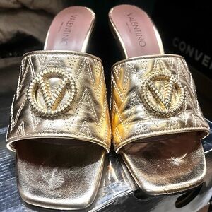Valentino Metallic Gold Mules